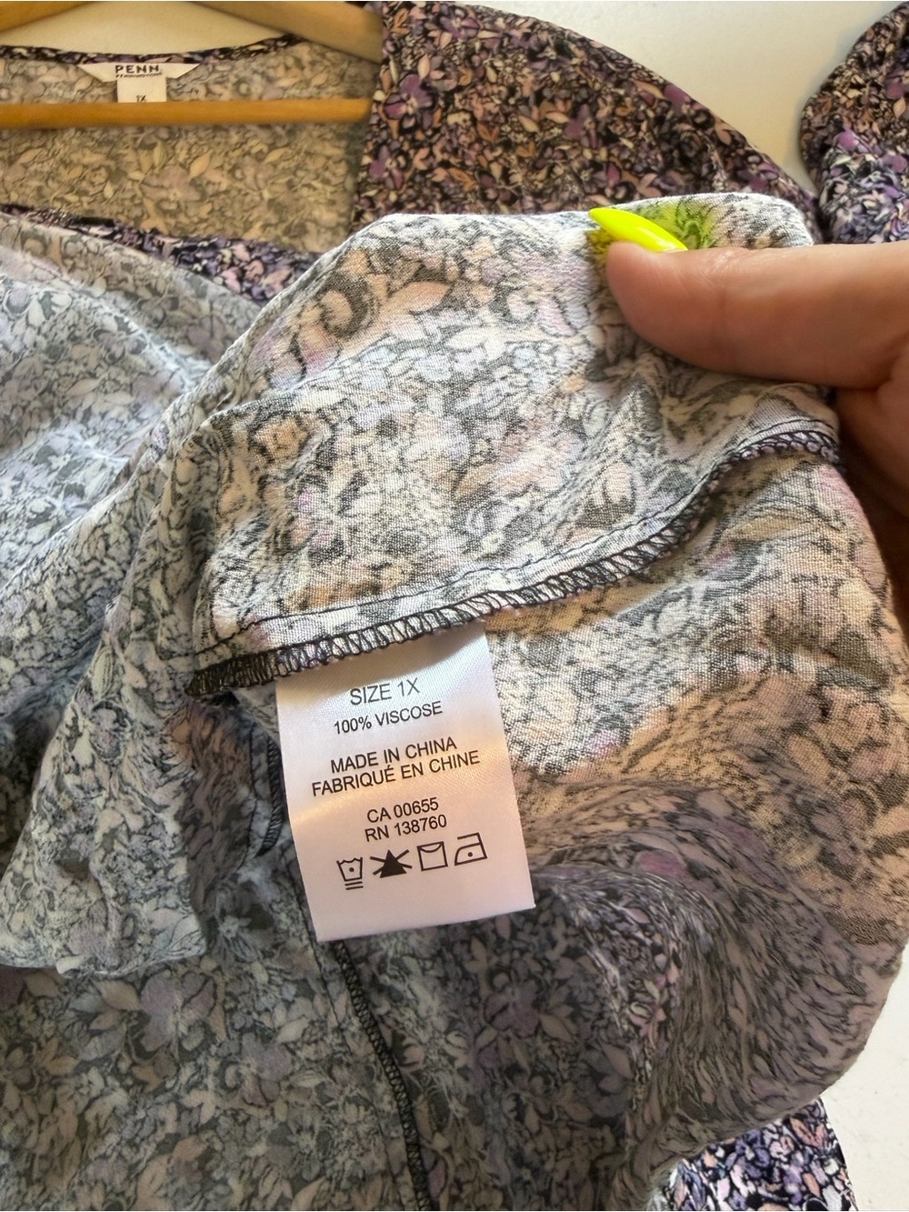 Penningtons 1X Floral Fit & Flare Dress Long Sleeve V Neck A-Line Wedding Guest - Picture 11 of 11